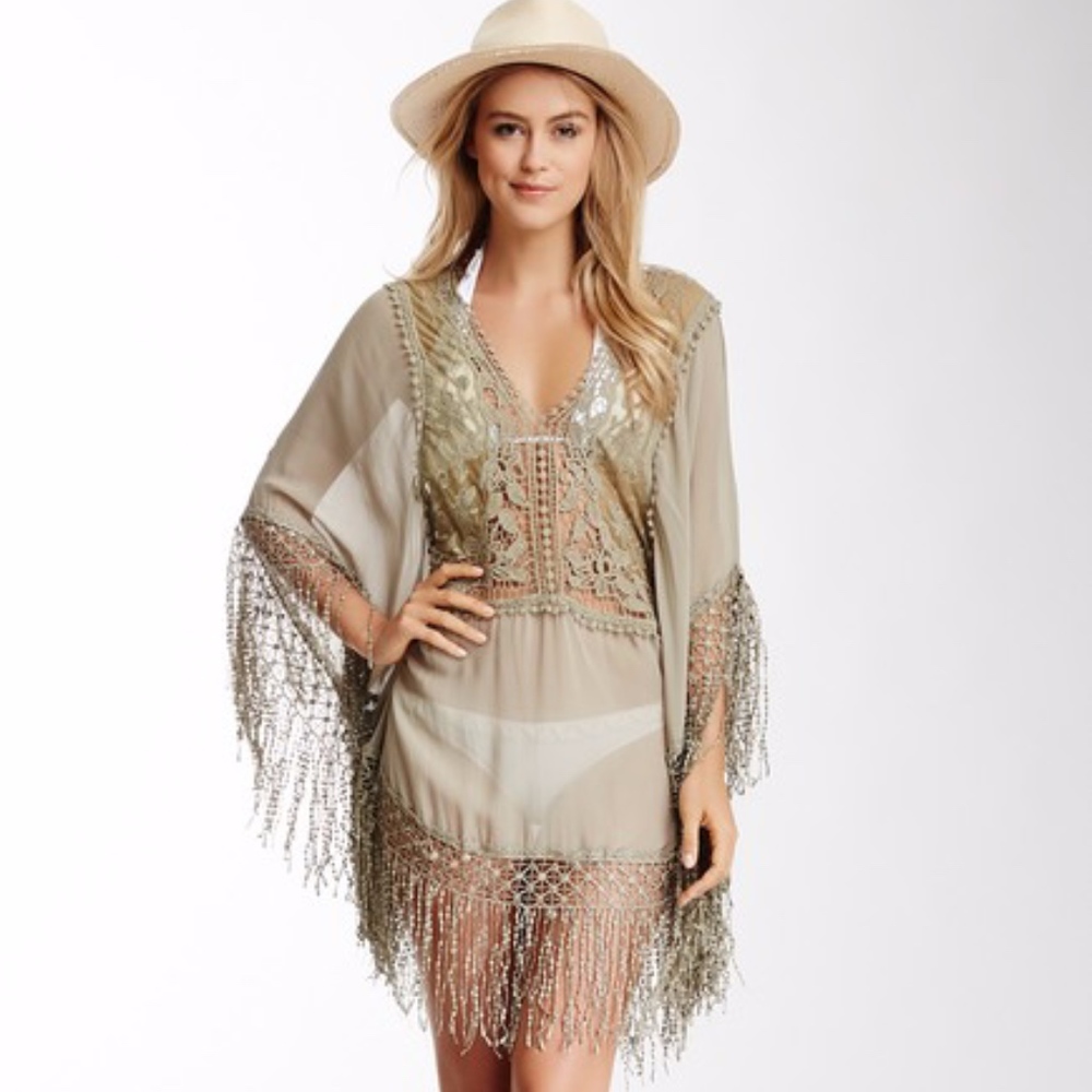 Despi Swimwear Silk Georgette Caftan in Topaz